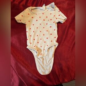 H&M Ivory Top with Red Heart Pattern